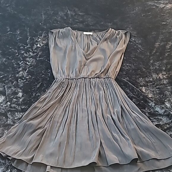 Aritzia Wilfred Black Almeida V Neck Satin Dress Elastic Pockets... - Picture 7 of 16